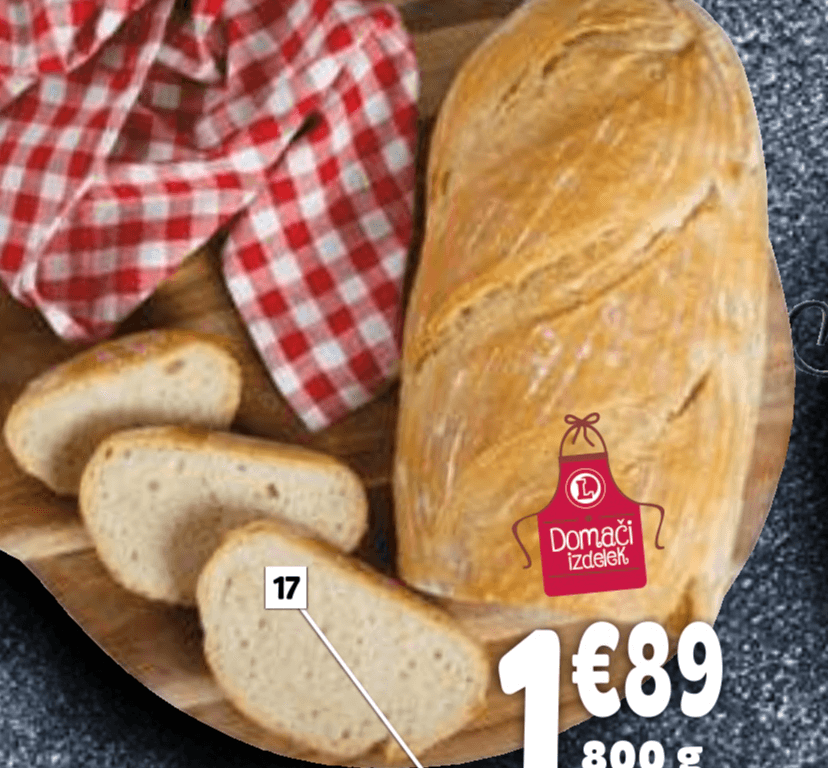 Domača bela štruca 800 g - Akcija v trgovini E.Leclerc