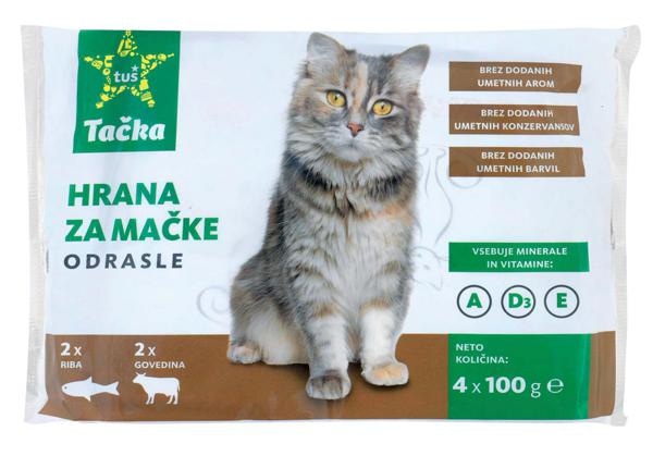 Hrana za mačke Tačka 4 x 100g - Akcija v trgovini Tuš