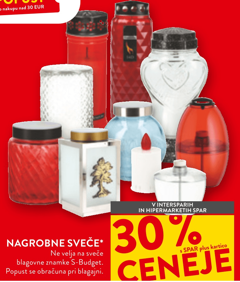 Nagrobne sveče - Akcija v trgovini Spar