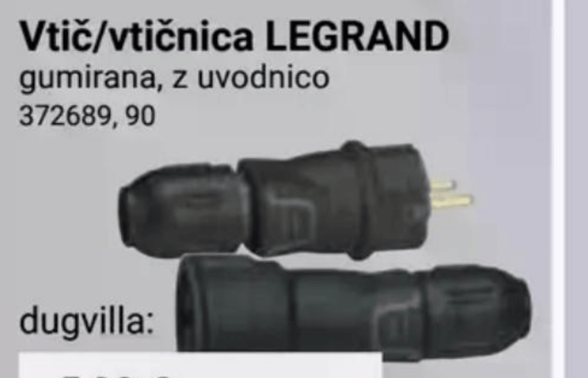 Vtič/vtičnica Legrand - Akcija v trgovini Pevex