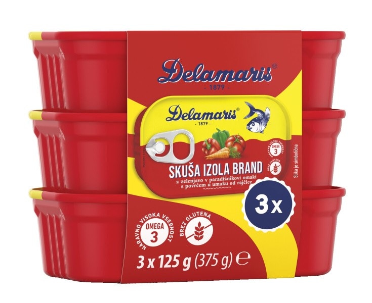 SKUŠA Z ZELENJAVO IZOLA BRAND Delamaris 3x125 g - Akcija u trgovini Spar
