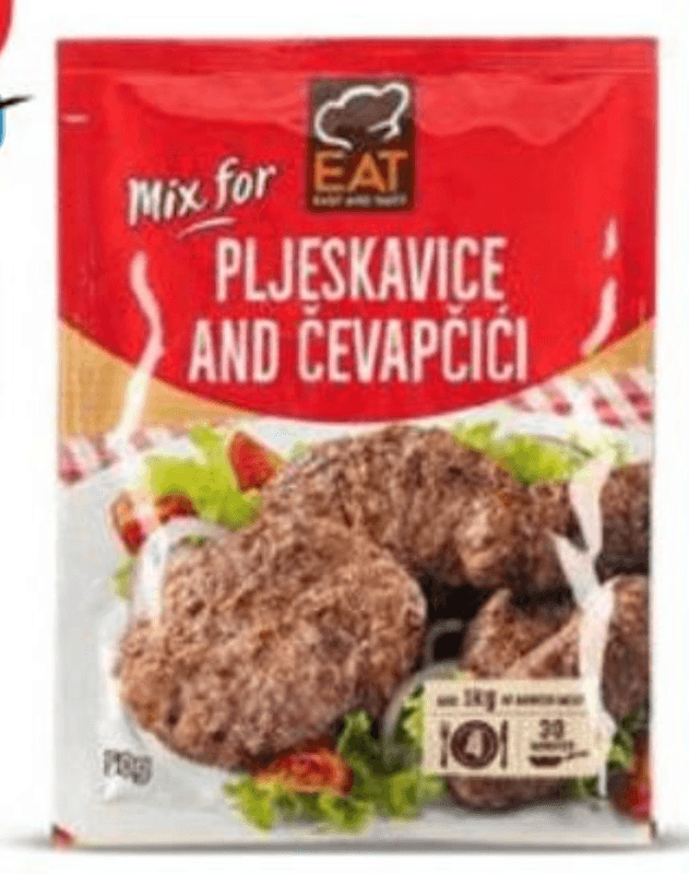 Mešanica za pripravo pleskavic in čevapčičev 50 g EAT - Akcija v trgovini Eurospin