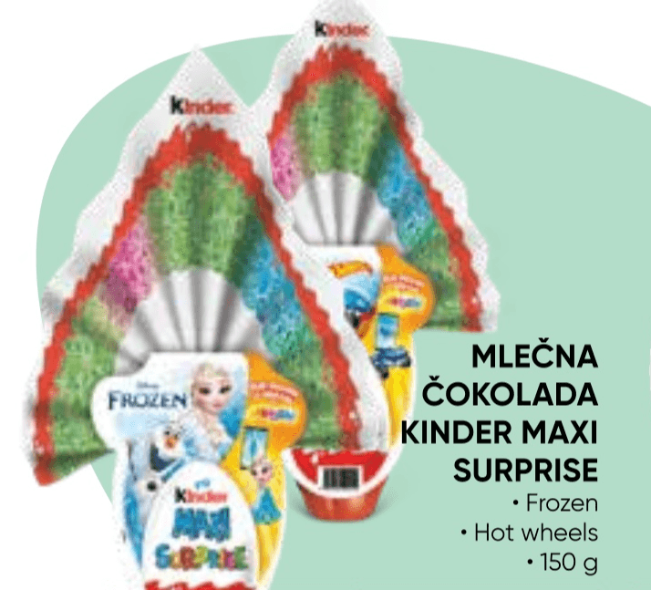 Mlečna čokolada Kinder Maxi Surprise 150 g - Akcija v trgovini Tuš