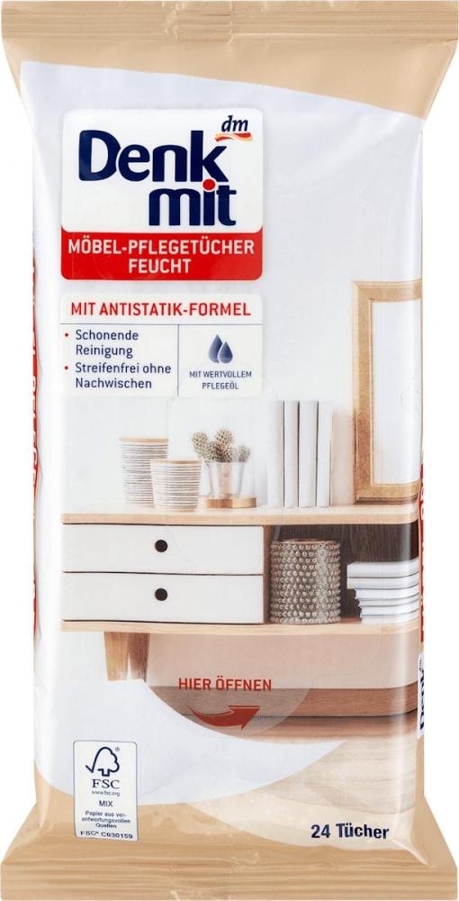 Denkmit vlažne krpice za čiščenje pohištva z negovalnim oljem 24 kosov - Akcija v trgovini Dm
