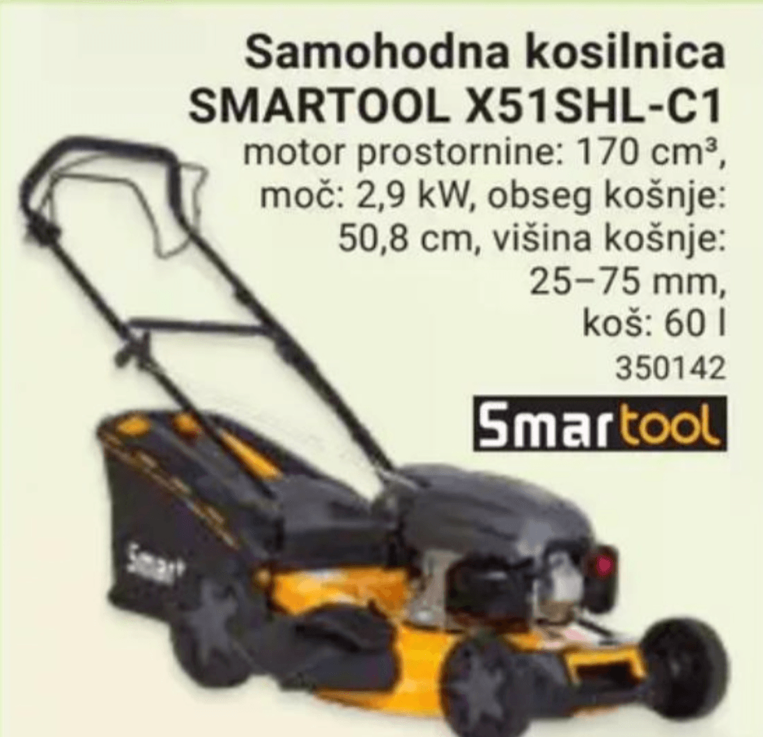 Samohodna kosilnica SMARTOOL X51SHL-C1 - Akcija v trgovini Pevex