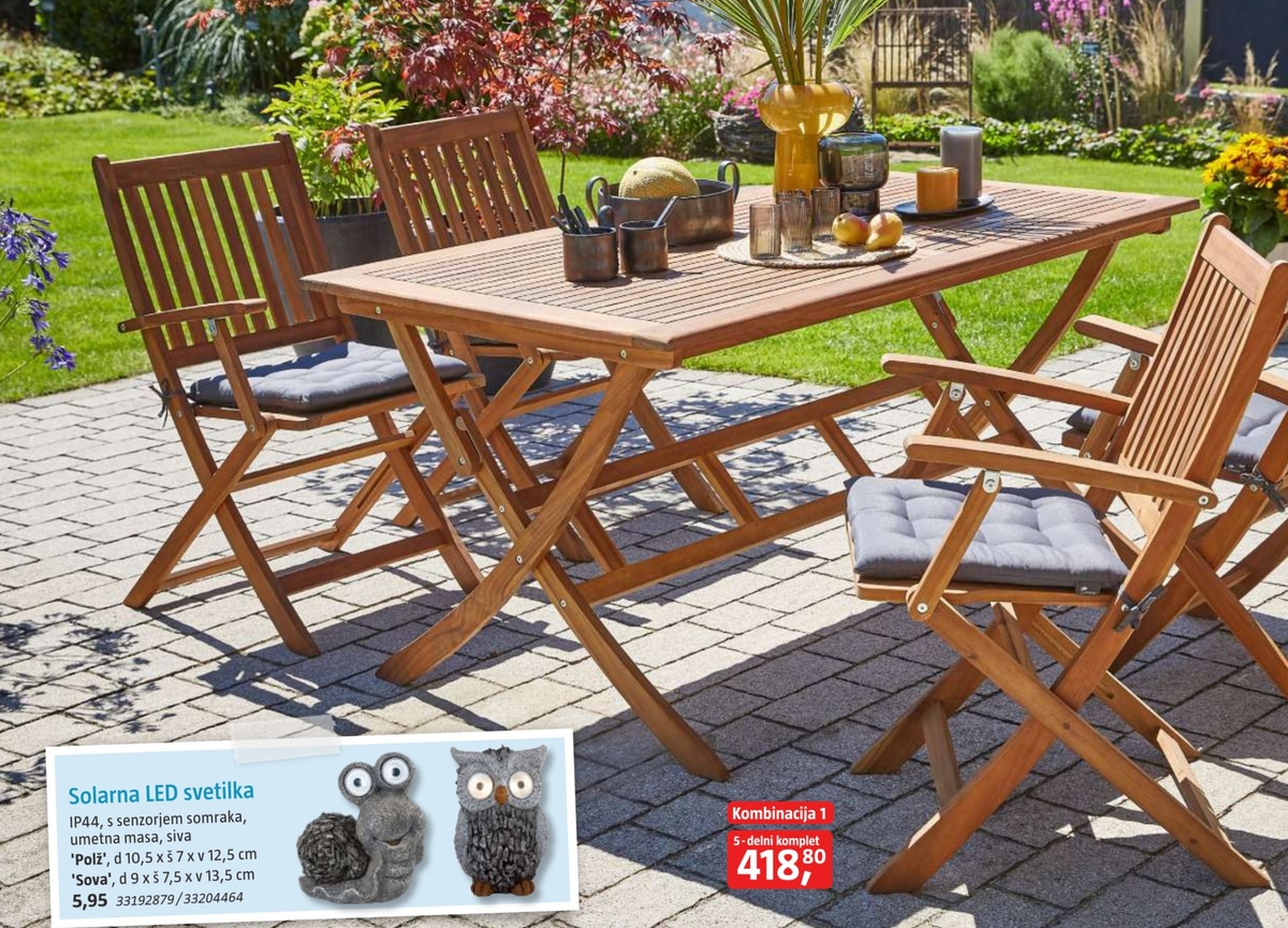Kombinacija 1: Zložljiva miza in 4 x zložljiv stol 5-delni komplet sunfun - Akcija v trgovini Bauhaus