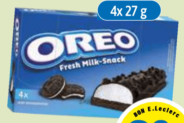 POLNJENE MLEČNE REZINE OREO 108 g - Akcija v trgovini E.Leclerc