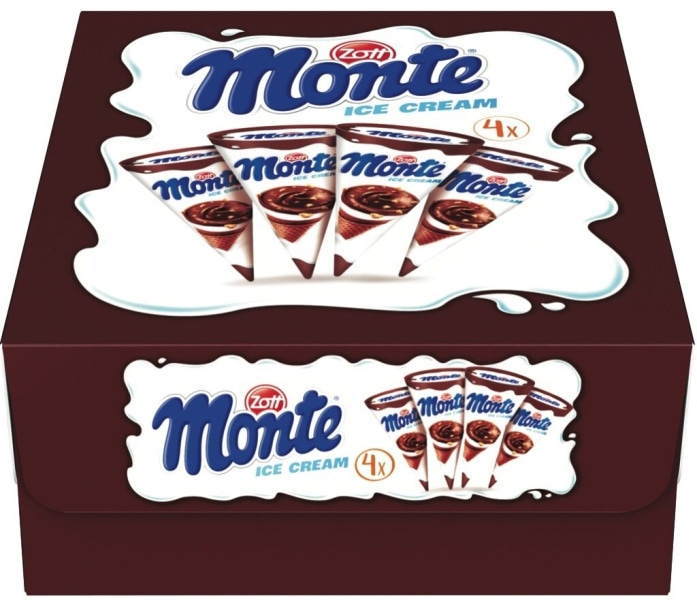 Sladoled Monte Zott Kornet 4 x 120 g - Akcija v trgovini Tuš