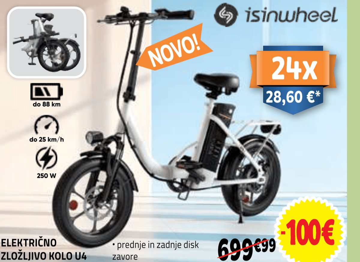 Električno zložljivo kolo U4 isinwheel - Akcija v trgovini E.Leclerc