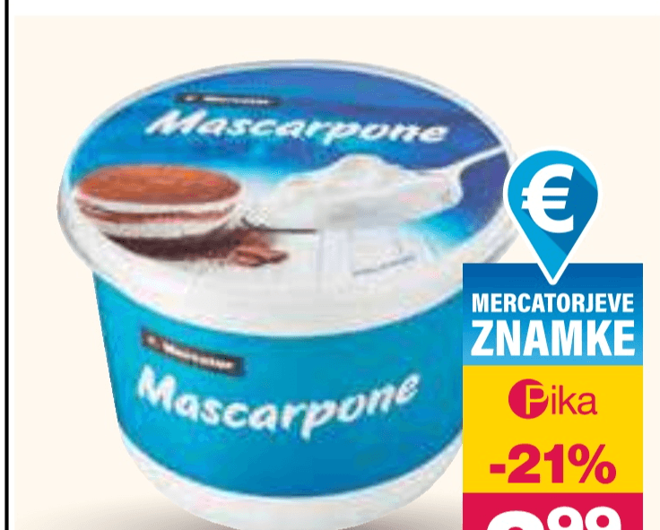 Mascarpone Mercator 500 g - Akcija v trgovini Mercator