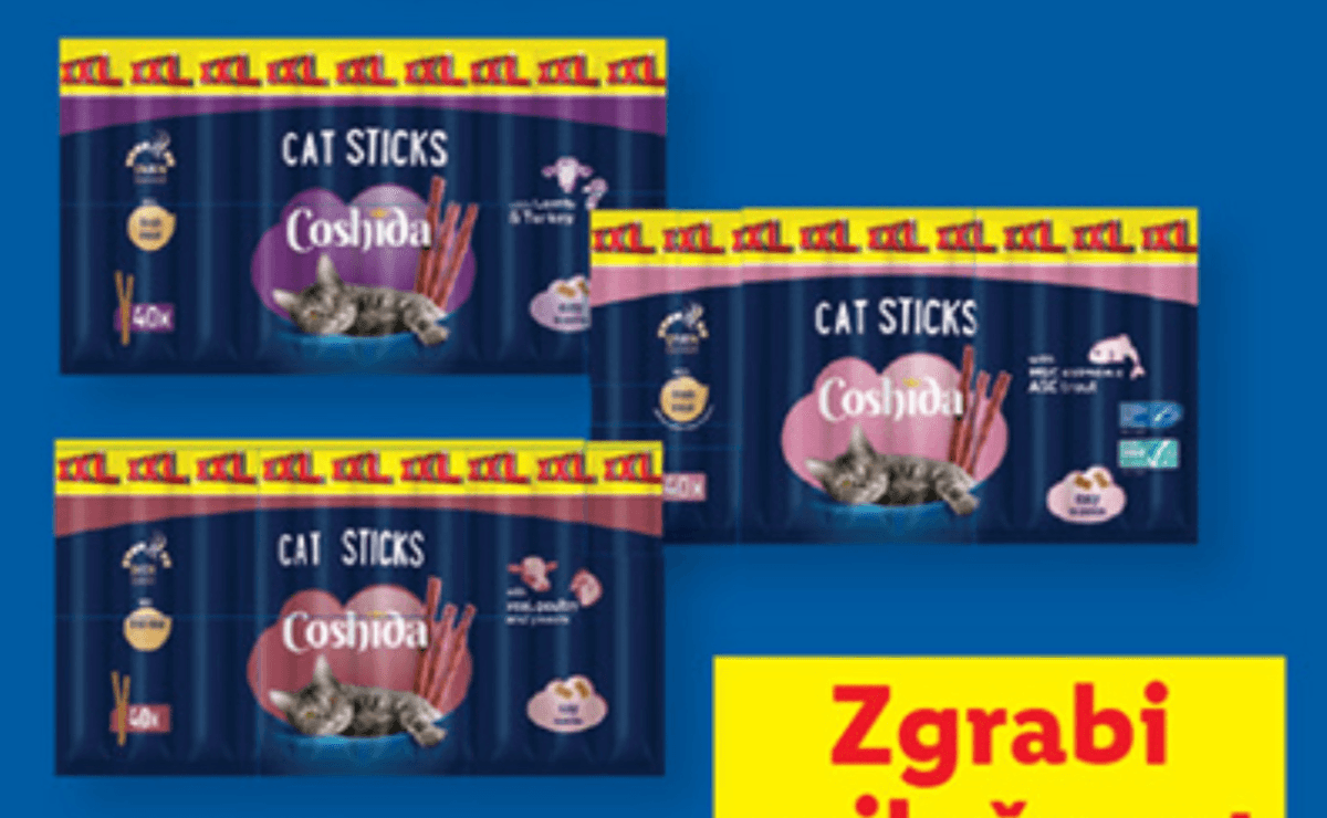 COSHIDA Mačji prigrizki XXL 40 x 5 g - Akcija v trgovini Lidl