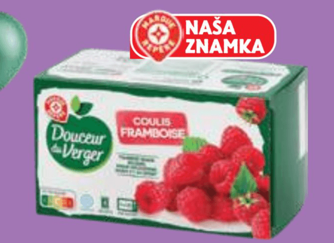 Malinov preliv Douceur du Verger 4x 75 g - Akcija v trgovini E.Leclerc