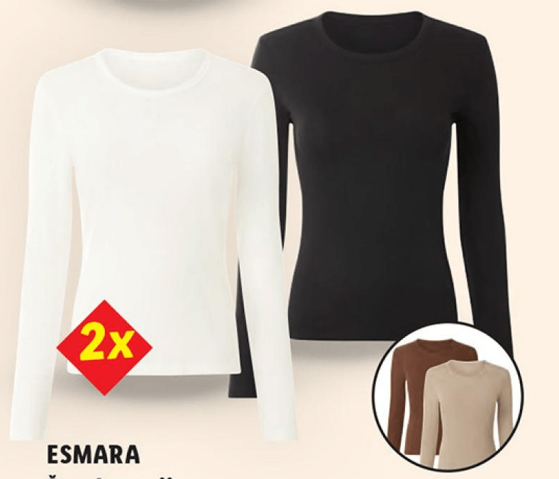 Esmara ženska majica z dolgimi rokavi 2 kosa Akcija v trgovini Lidl