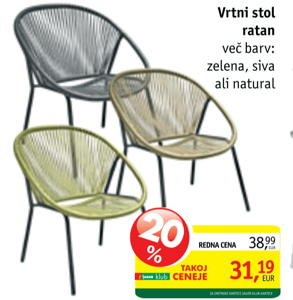 Vrtni stol ratan - Akcija v trgovini Jager