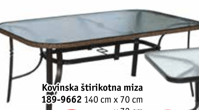 Kovinska štirikotna miza 189-9662 - Akcija v trgovini Jager
