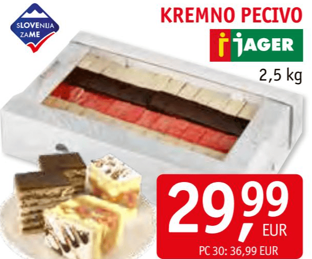 Kremno pecivo 2,5 kg Jager Akcija v trgovini Jager