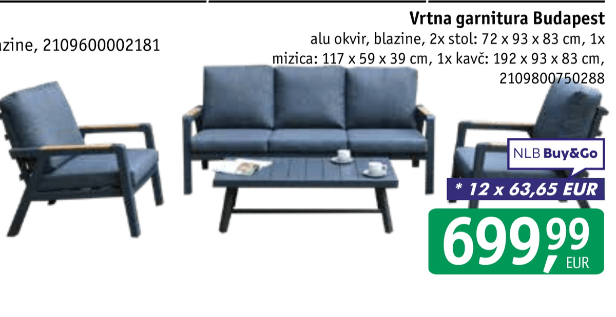 Vrtna garnitura Budapest - Akcija v trgovini Jager