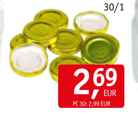 Pokrovi za steklenice 30/1 - Akcija v trgovini Jager