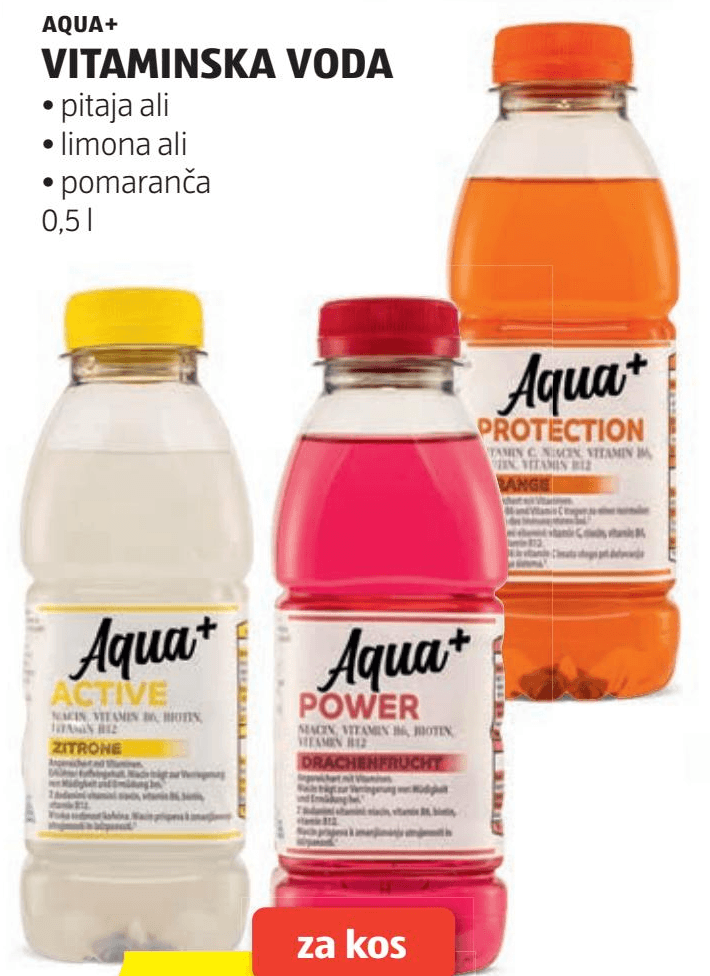 Aqua+ vitaminska voda 0,5 l Akcija v trgovini Hofer
