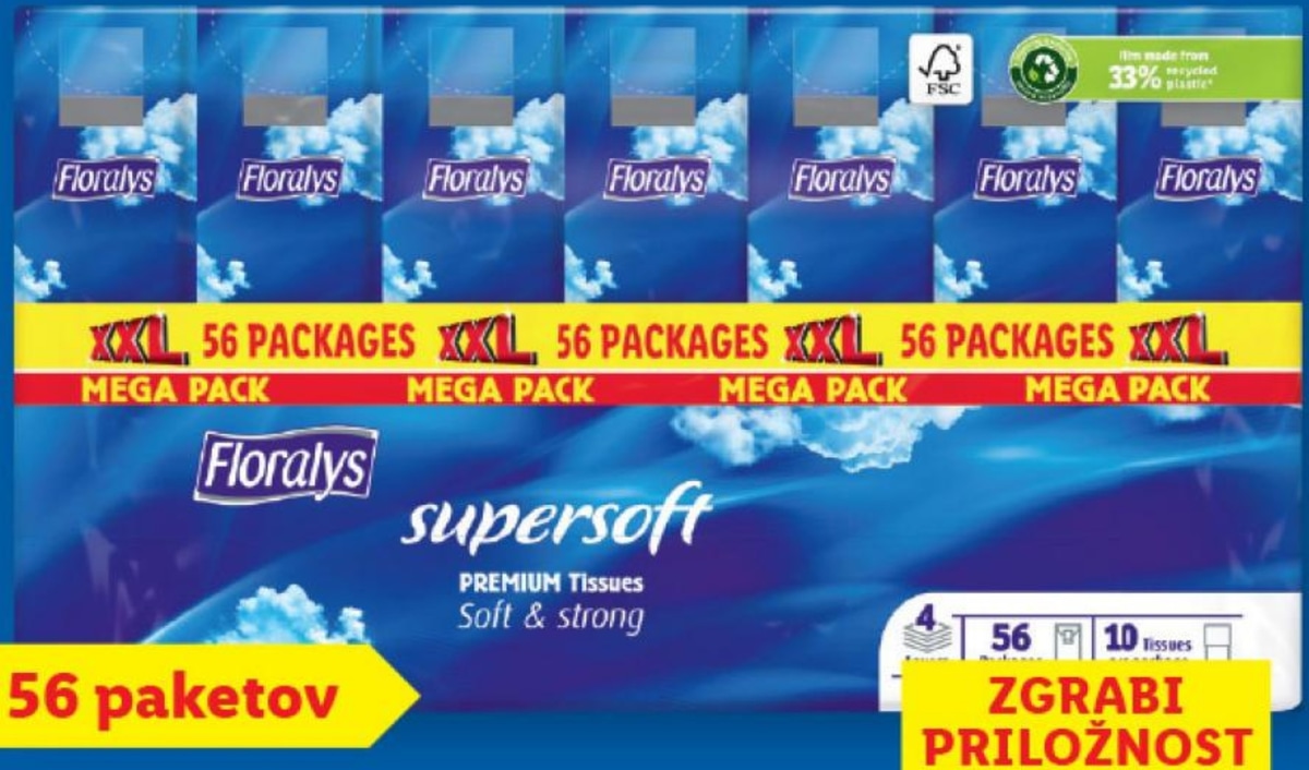 Floralys Robčki XXL 56 paketov - Akcija v trgovini Lidl