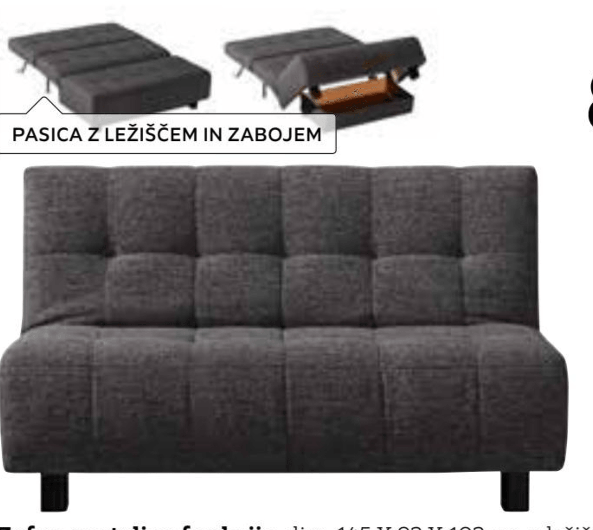 Zofa s posteljno funkcijo - Akcija v trgovini Lesnina