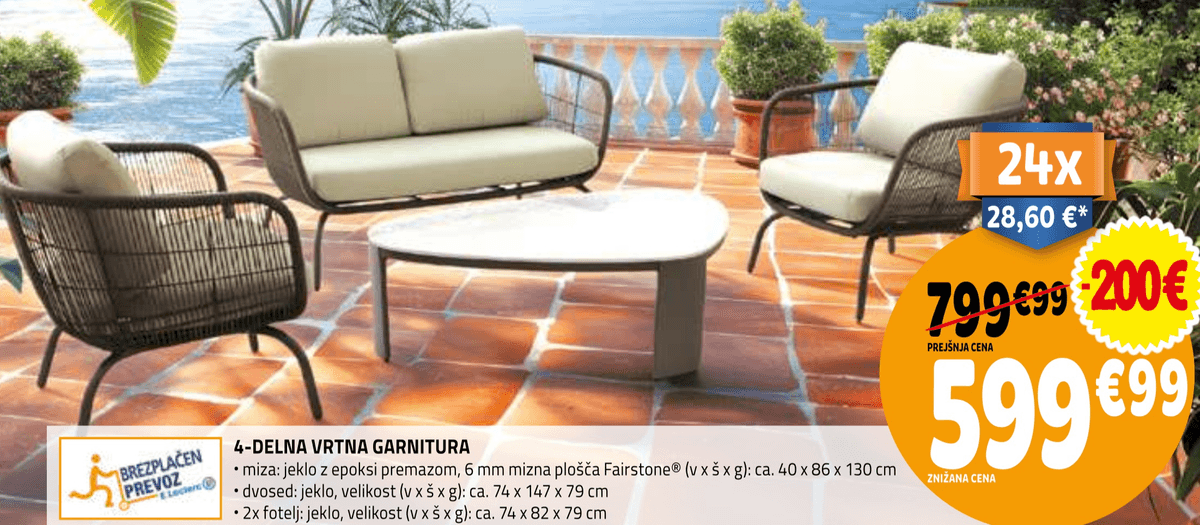 4-delna vrtna garnitura - Akcija v trgovini E.Leclerc