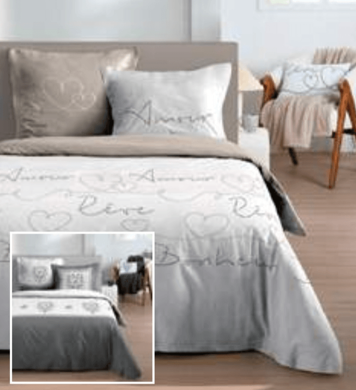 Posteljni komplet 240 x 220 + 2x 63 x 63 cm STOF - Akcija v trgovini E.Leclerc