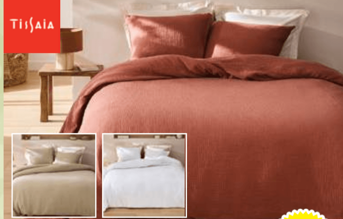 Posteljni komplet "Gaze de coton" 140 x 200 + 63 x 63 cm - Akcija v trgovini E.Leclerc