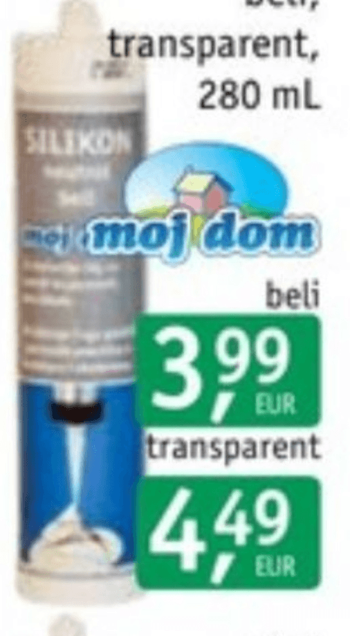 Silikon beli Moj dom 280 mL - Akcija v trgovini Jager