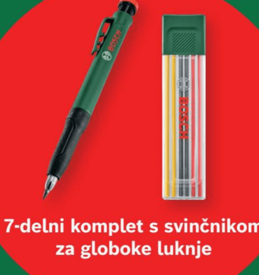 Bosch Komplet s svinčnikom za označevanje globokih lukenj 7-delni - Akcija v trgovini Merkur