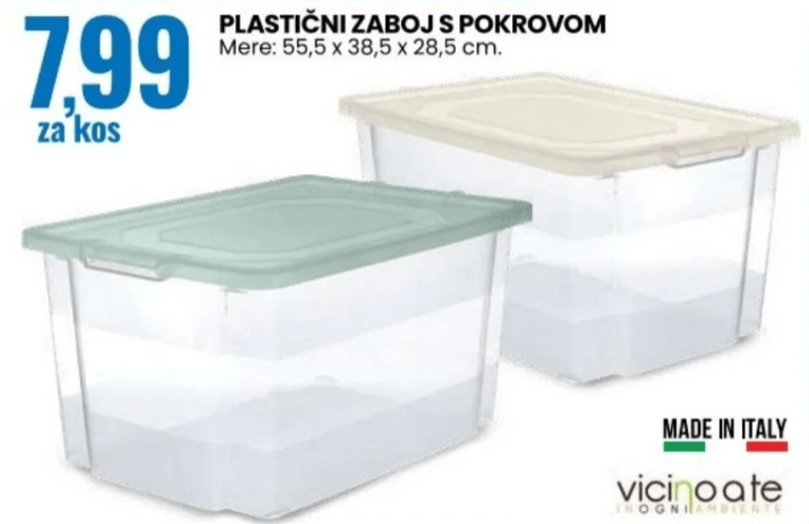 Plastični zaboj s pokrovom - Akcija v trgovini Eurospin