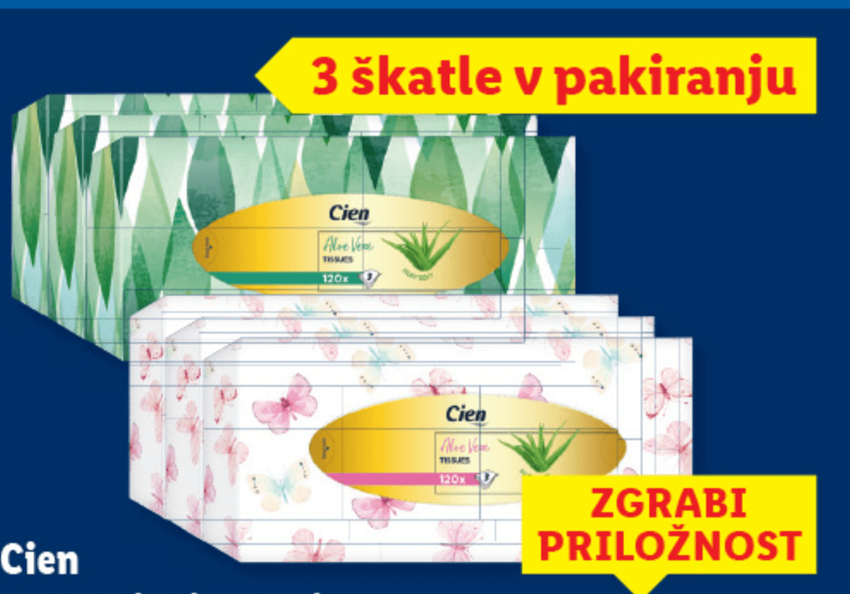 Cien Kozmetični robčki 3 x 120 kosov - Akcija v trgovini Lidl