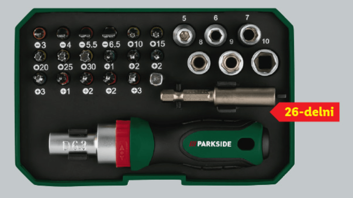 PARKSIDE Komplet vijačnih nastavkov/nasadnih ključev 26-delni - Akcija v trgovini Lidl
