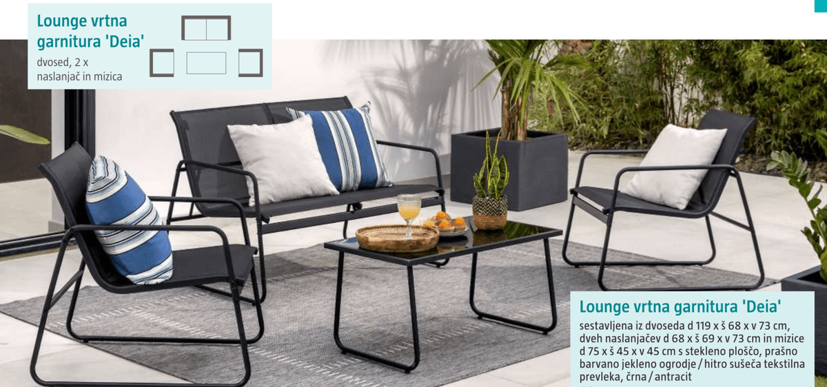 Lounge vrtna garnitura 'Deia' - Akcija v trgovini Bauhaus