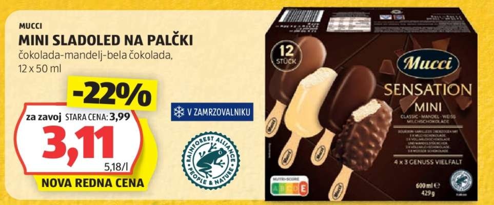 Mucci Mini sladoled na palčki Sensation Mini 12 x 50 ml - Akcija v trgovini Hofer