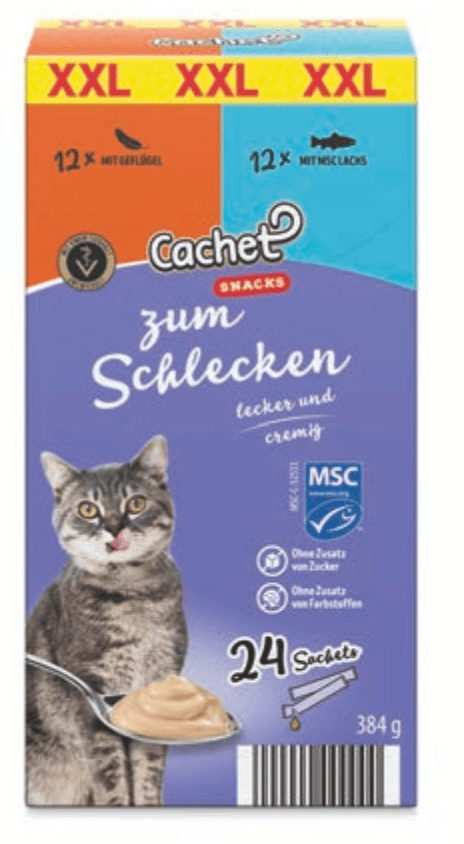 Cachet Tekoči priboljšek za mačke 24 x 16 g - Akcija v trgovini Hofer