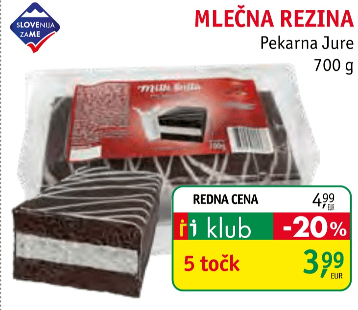 Mlečna rezina 700 g Pekarna Jure - Akcija v trgovini Jager