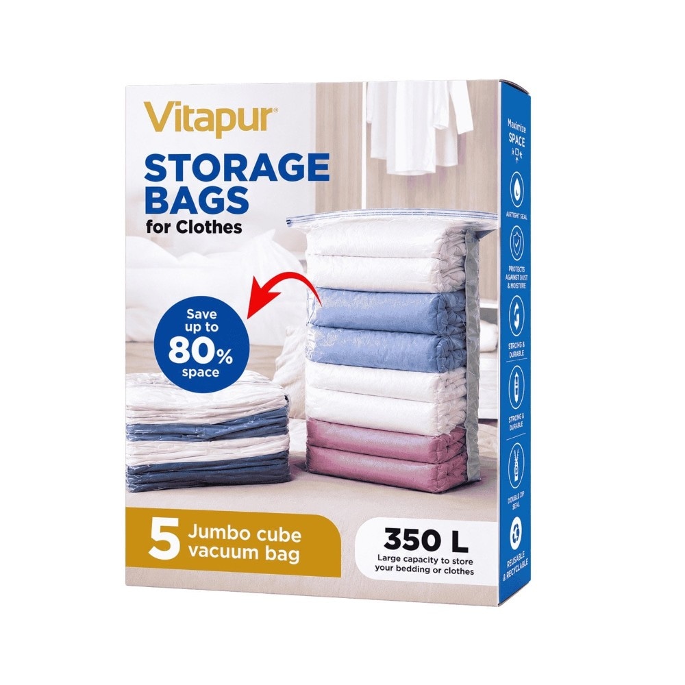 Set vakuumskih vrečk za shranjevanje oblačil Vitapur 5 vrečk velikosti 86 x 110 cm Akcija v trgovini Tuš