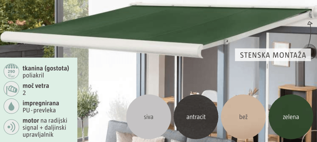 Kasetna markiza 'Elba' š 400 x d 350 m - Akcija v trgovini Bauhaus