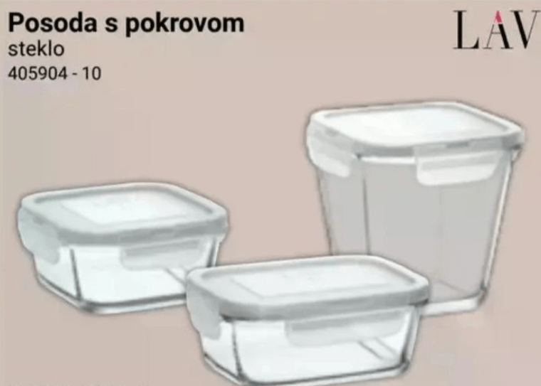 Posoda s pokrovom 800 ili 1150 ml LAV - Akcija v trgovini Pevex