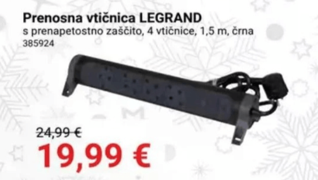 Prenosna vtičnica LEGRAND - Akcija v trgovini Pevex