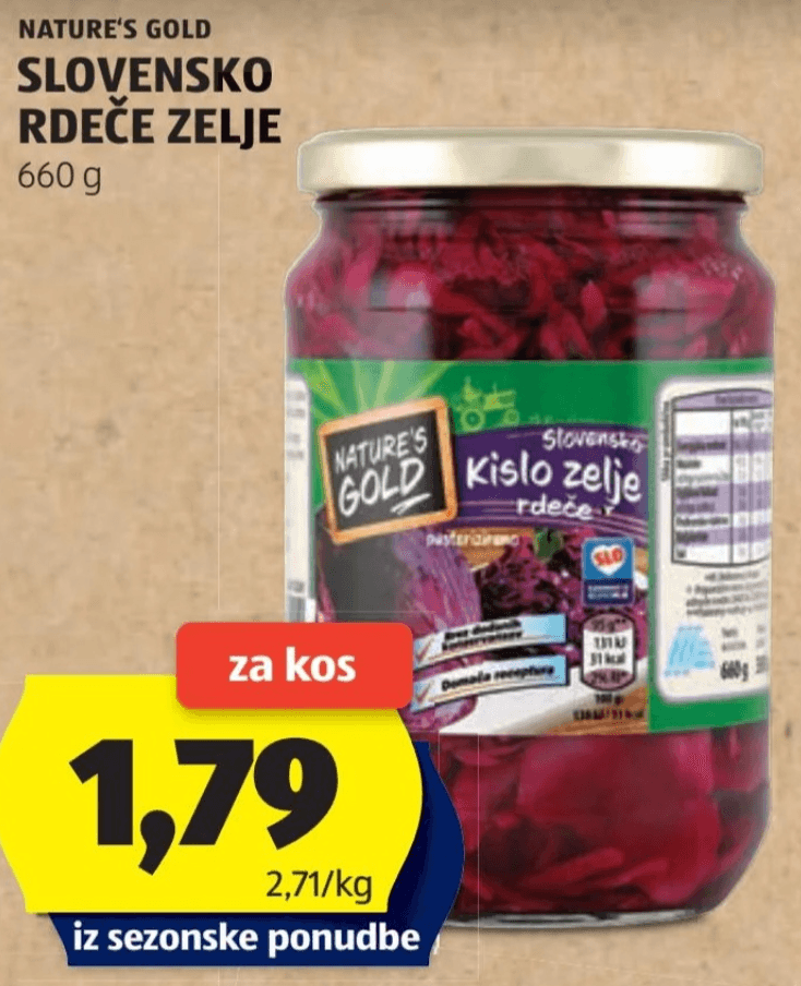 Slovensko rdeče zelje 660 g NATURE'S GOLD - Akcija v trgovini Hofer