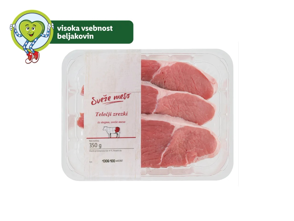 Sveži telečji zrezki 350 g - Akcija v trgovini Lidl