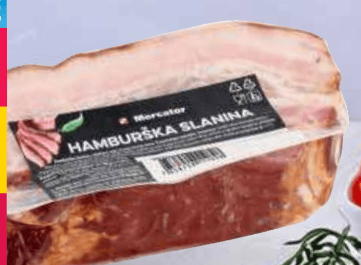 Pečena hamburška slanina Mercator - Akcija v trgovini Mercator