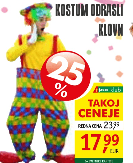 Kostum Odrasli Klovn - Akcija v trgovini Jager