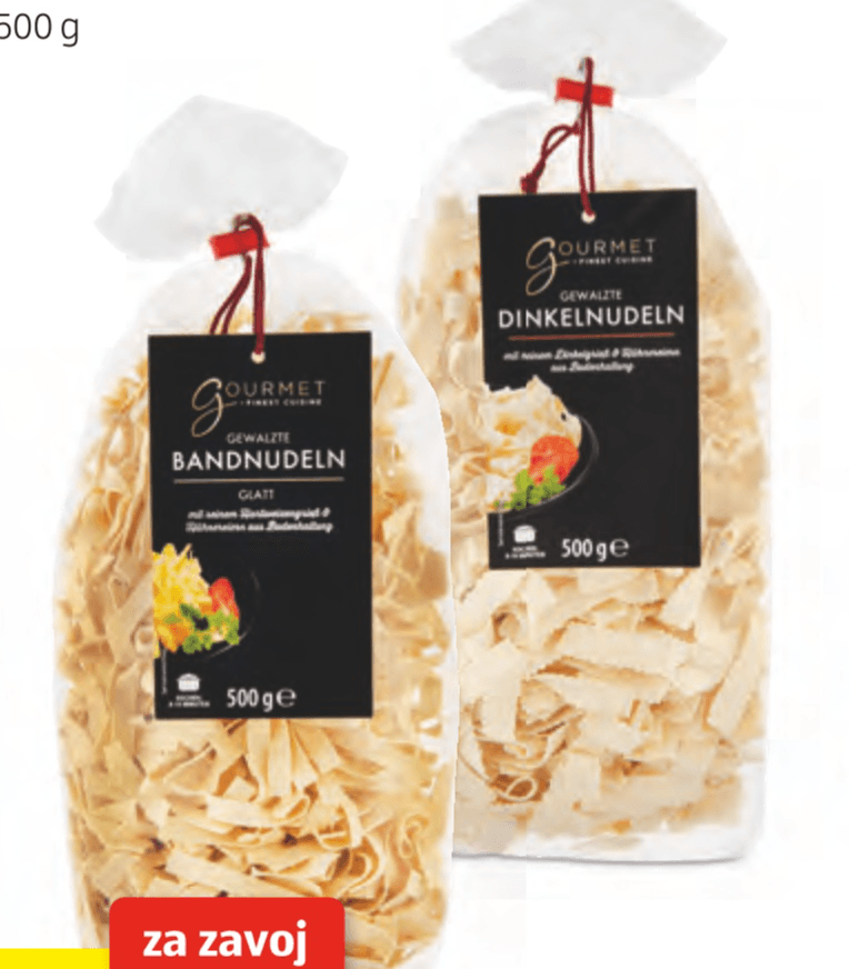 Le Gusto Valjani široki rezanci 500 g - Akcija v trgovini Hofer