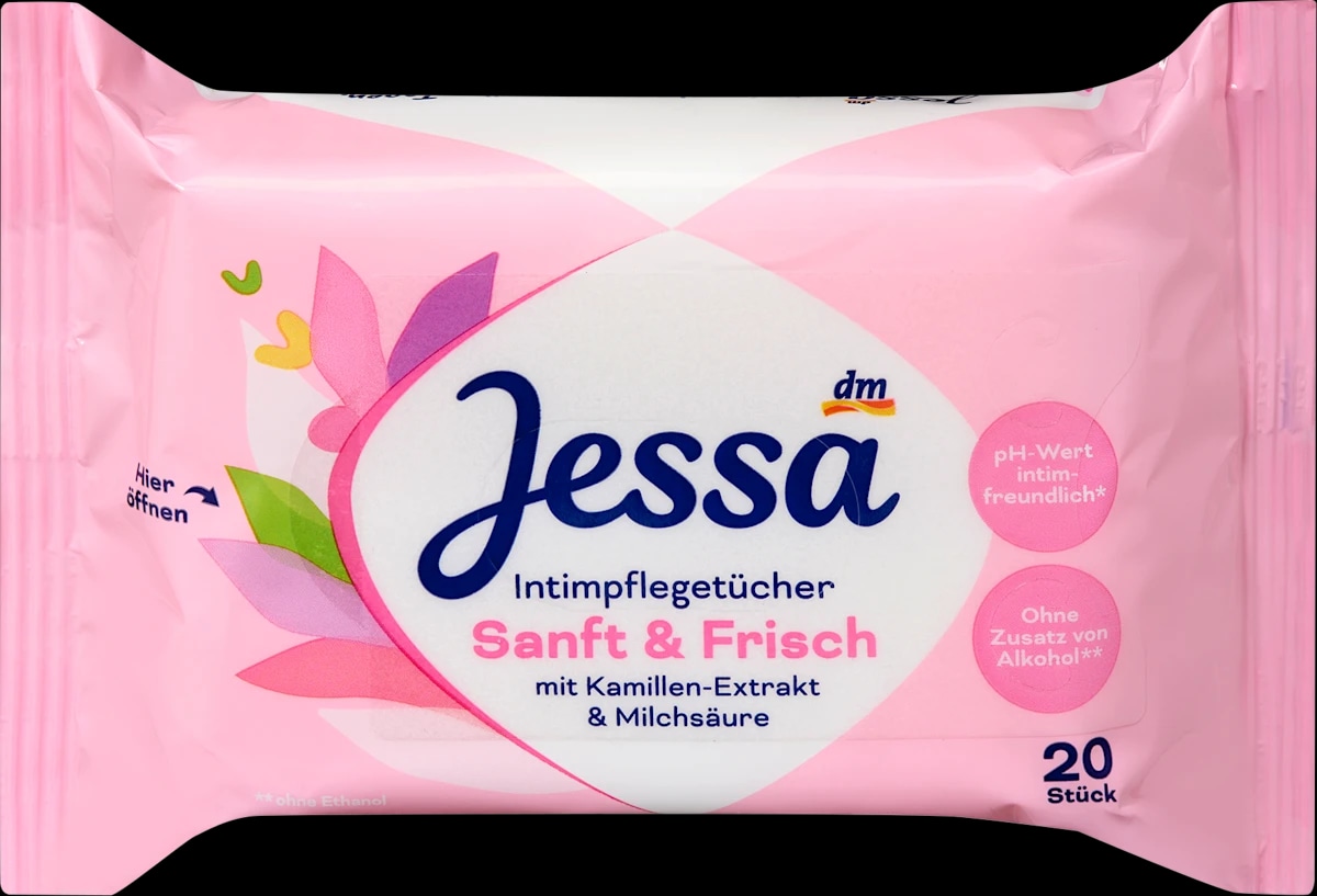 Jessa negovalni robčki za intimno nego 20 kosov Akcija v trgovini Dm