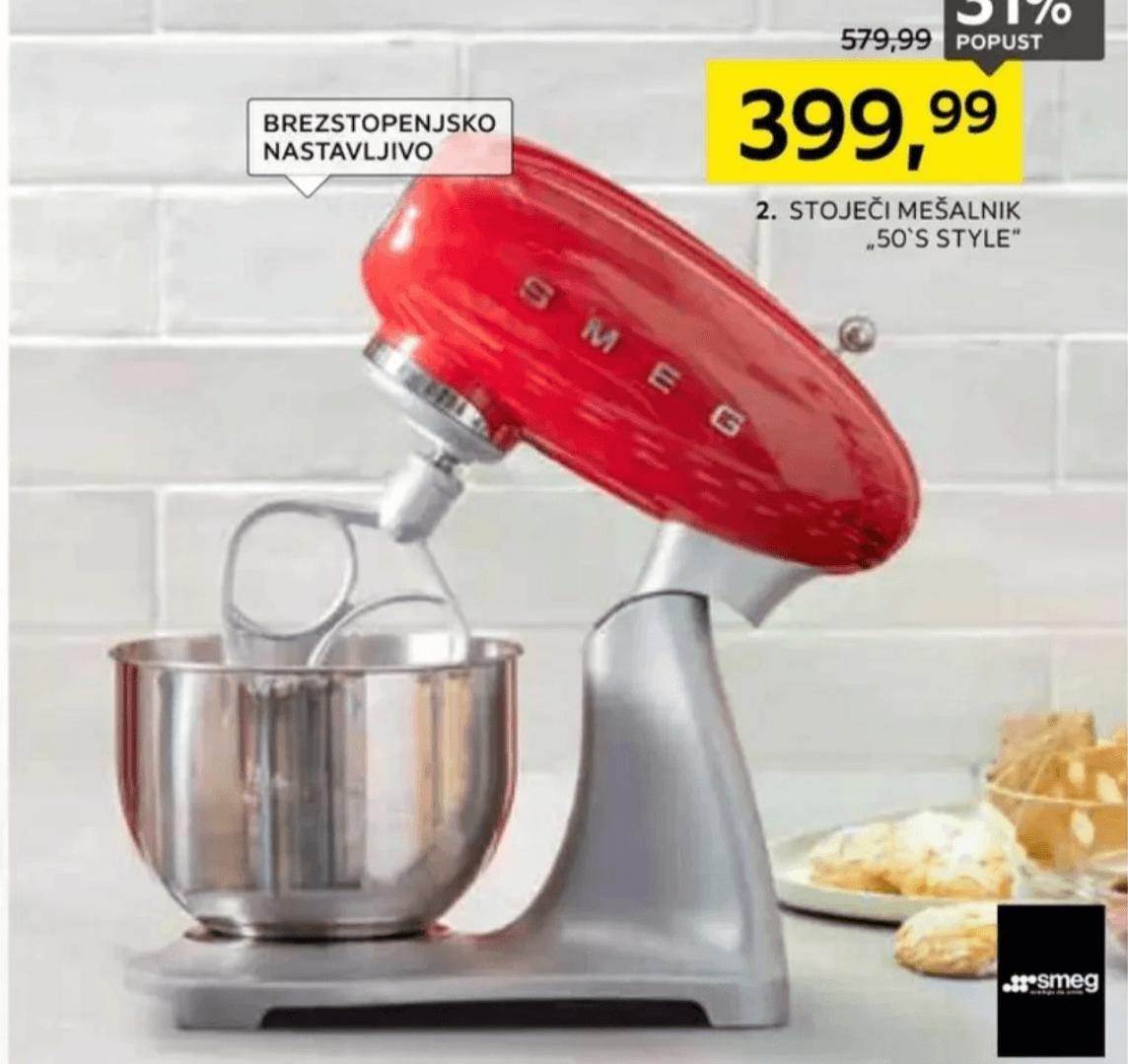 Stoječi mešalnik „50'S STYLE" Smeg - Akcija v trgovini Lesnina