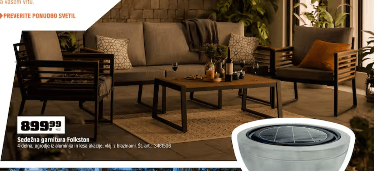 Sedežna garnitura Folkston - Akcija v trgovini Obi