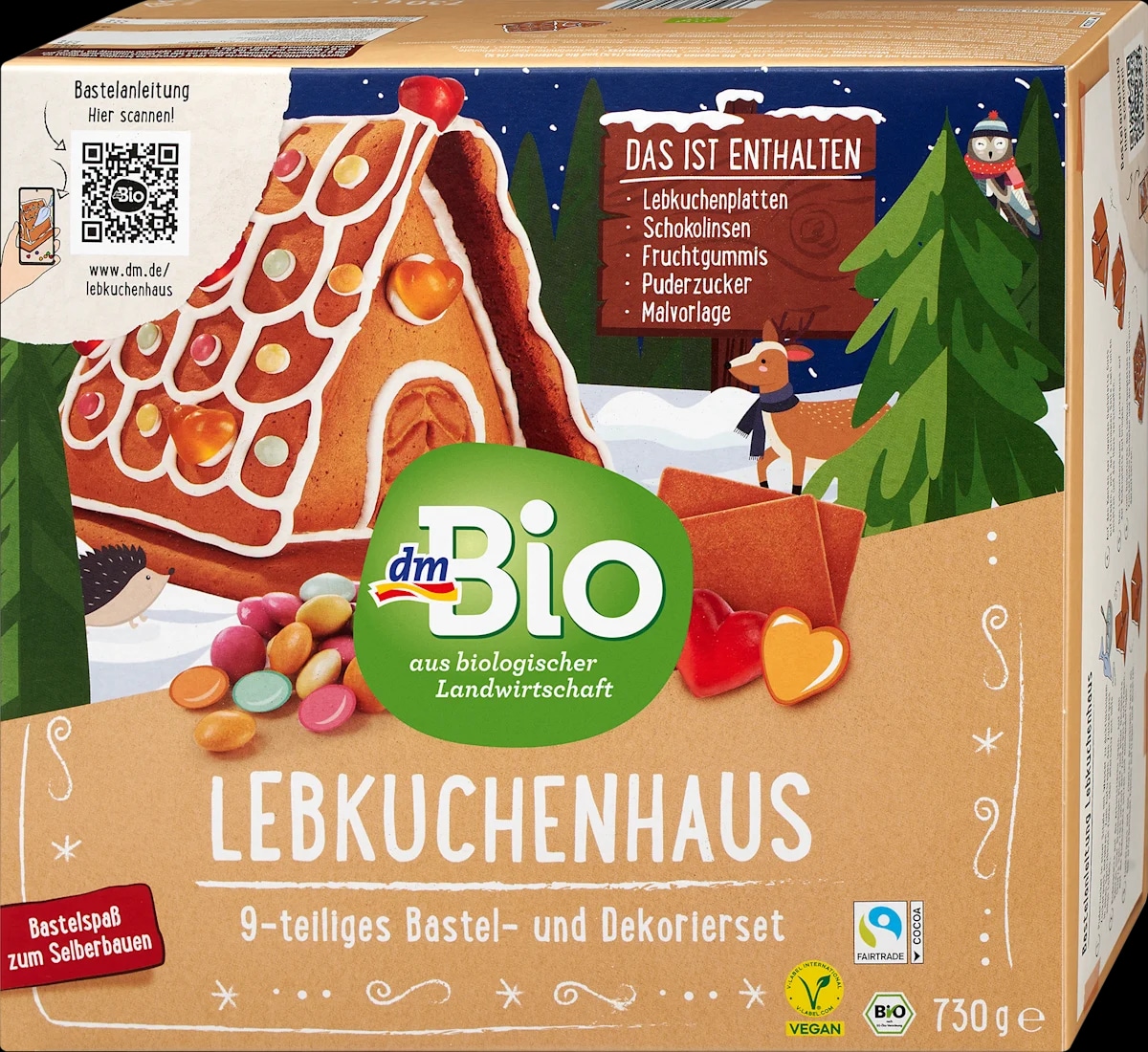 dmBio set za izdelavo hiške iz veganskih medenjakov 730 g - Akcija v trgovini Dm